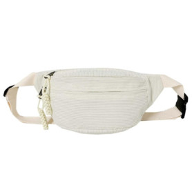 Landrain Sac banane en velours côtelé blanc pour femme avec bandoulière réglable et élégant, Blanc., Taille unique, Sac banane