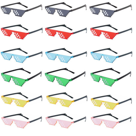 Qixuer 18 Paires De Lunettes De Soleil Pixels, Mosaïques Lunettes, Lunettes De Soleil En Mosaïque Multicolores En Plastique Conv