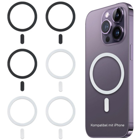 Lot de 6 anneaux d'adaptateur magnétique sans fil - Kit de conversion magnétique pour téléphone portable - Compatible avec iPhon