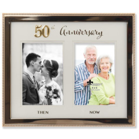 Lawrence Frames Cadre photo double en métal doré pour 50e anniversaire de mariage 10 x 15 cm