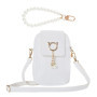 1 Poche De Téléphone Mobile Blanc Et 1 Pendentif, Poche Pour Femmes À La Mode, Portefeuille En Cuir Pu, Chaîne De Suspension De 