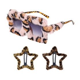 1 Morceau De Lunettes De Motif Léopard, Aiguilles De Cheveux 2 Étoiles, Lunettes De Soleil À La Mode Et Simples, Douceur Et Supp