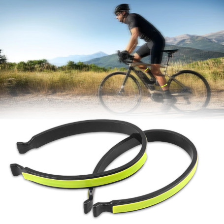 LUMOOM Lot de 2 pinces à pantalon réfléchissantes pour vélo, pantalon de vélo, protection élastique en PVC, pour homme et femme,