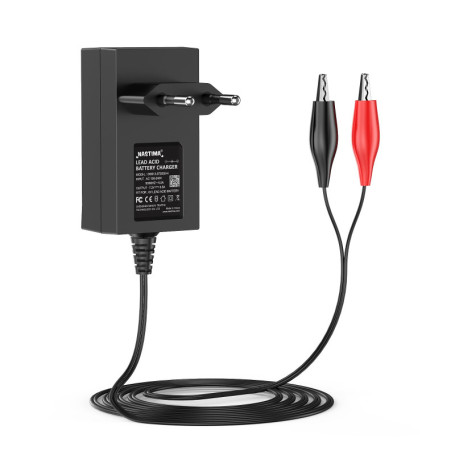 NASTIMA Chargeur au plomb scellé 6 V 0,5 A pour batterie Moultrie avec clip rouge et noir et voyant LED