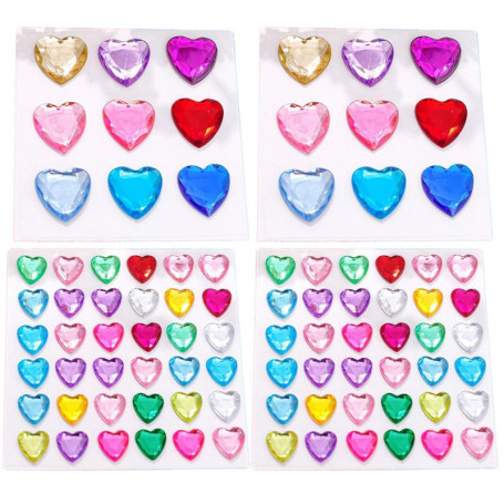 90 pièces COEUR STRASS autocollant Kit - Pierre acrylique autocollant pour le corps, bricolage artisanat, mariage, Saint Valenti