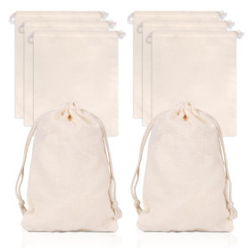 8 Pochons en Toile de Jute avec Cordon, Sachets Cadeaux, Petits Sacs Réutilisables, Pour Emballage Cadeaux, Bijoux, Dragées - Ma