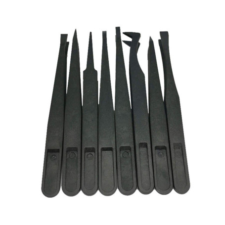 8 pinces à épiler en plastique antistatiques pour l'électronique Fabrication de bijoux Laboratoire Réparation Loisirs