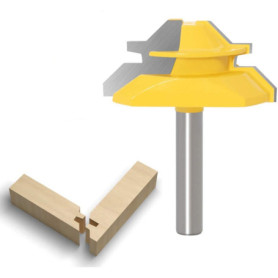 45 Degrés Lock Mitre Router Bit 8mm, APLUS Fraise à Bois, Fraise à Rainurer, Tenon Joint Cutter Pour Outil de Coupe du Bois Pour