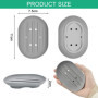 THATSRAD 2 PCS Porte Savon en Silicone 11.3*7.8*2cm Gris et Blanc Avec Trou Inférieur pour Douche, Rasoir, Pince à Cheveux, Bouc