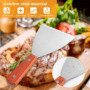 THATSRAD 2 PCS Spatule Inox Manche en Bois Spatule Barbecue Plancha Grattoir Plancha Inox Spatule Plancha Inox Teppanyaki Spatul