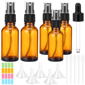 Litimkat 5pcs Flacon Spray Verre Vide Brun, 2 flacons 50 ml, 3 flacons 30 ml,avec brume fine petit atomiseur de parfum avec outi