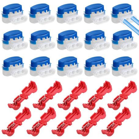 ROYOUZI Lot de 30 bornes de raccordement pour robot tondeuse, 20 connecteurs de câble avec 10 bornes de raccordement, serre-câbl