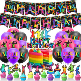 Trampoline Jump Party Décorations Trampoline Jump Party Fournitures Comprend Jump Anniversaire Banner Cake Toppers Ballons pour 