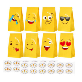 JOYISEN Pochette Cadeau 24 Pièces Sac Cadeau Petit avec 24 Autocollants 70GSM Sac Papier pour Enfants Anniversaire Mariage Gradu