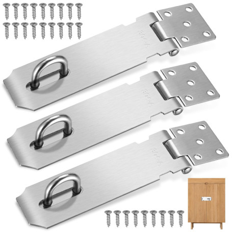 xianzhanEU 3 PCS Moraillon Porte Cadenas,Acier Inoxydable Fermoir Porte Loquet,pour Porte Barrière Meubles Armoire Tiroir Placar