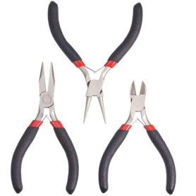 3 Pièces Bijoux Pinces Ensembles, Kit de Pince pour Bijoux, Pince à Bec Rond, Acier au Carbone Outils Pinces, pour Creation de B