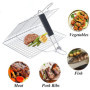 Panier à Griller En Acier Inoxydable pour Barbecue - Pliable avec Poignée Amovible pour Poisson, Steak, Crevette