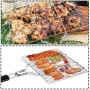 Panier à Griller En Acier Inoxydable pour Barbecue - Pliable avec Poignée Amovible pour Poisson, Steak, Crevette