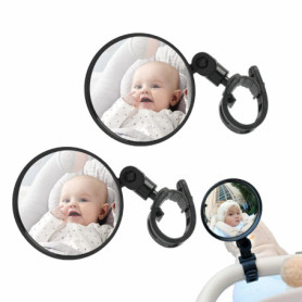 2 PCS Miroir Voiture Bébé, Retroviseur Voiture Bebe, Miroir Bébé 360° Rotation Réglable, Polyvalent Rétroviseurs Vélo Nylon HD p