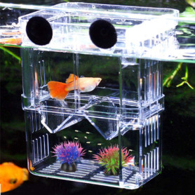 Boîte d'Élevage en Acrylique Double Couche pour Aquarium - Isolation, Éclosion et Élevage de Poissons Tropicaux
