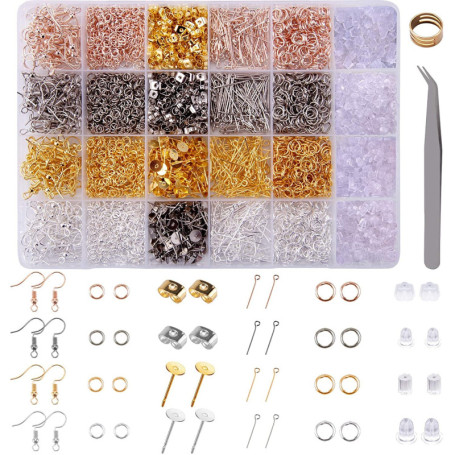 Moguxb Kit de Fabrication de Boucles d'oreilles 3600 Pièces Accessoires de Boucles d'oreilles DIY avec crochets pour boucles d'o