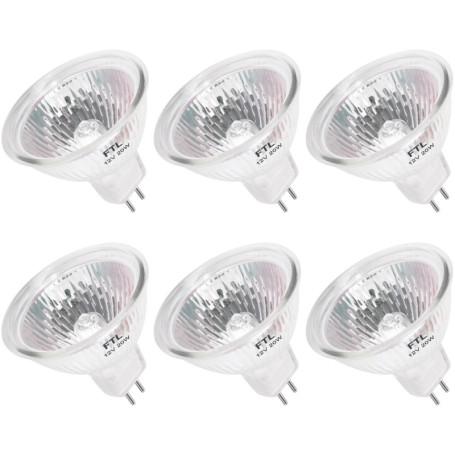 Ampoules Halogènes MR16 GU5.3 12V 35W Pack de 6, Haute Luminosité, Longue Durée, Économie d’Énergie, Lampe Halogène à Haute Temp