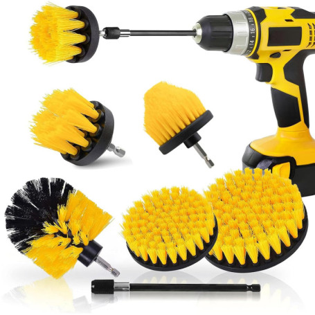 Sliva Lot de 6 brosses à récurer électriques avec extension longue pour nettoyer le sol, la moquette, le carrelage, les joints, 