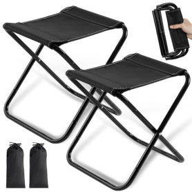 2 Pièces Tabouret Pliant Portable, Siège de Camping Portable, Mini Chaises Pliantes en Plein Air avec Sac de Rangement, Siège Pl
