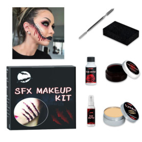 Maquillage Halloween Effets Spéciaux,Kit De Maquillage SFX pour Halloween,Kit De Cire De Cicatrice,Maquillage De Fausse Cicatric