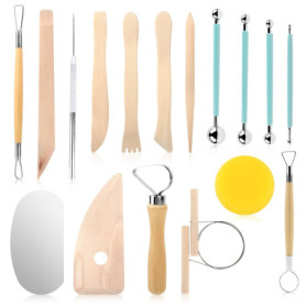 17 PCS Outil Modelage Argile, Outil Sculpture Modelage, Outil Modelage Clay Sculpting Tools,kit poterie,Outils de Sculpture,pour