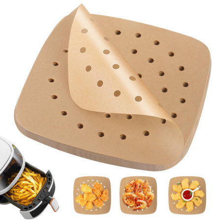 100 Papier Sulfurisé Air Fryer，Perforé Papier Cuisson Air Fryer，Jetable Antiadhésive Sans Huile Papier Parchemin Accessoires pou