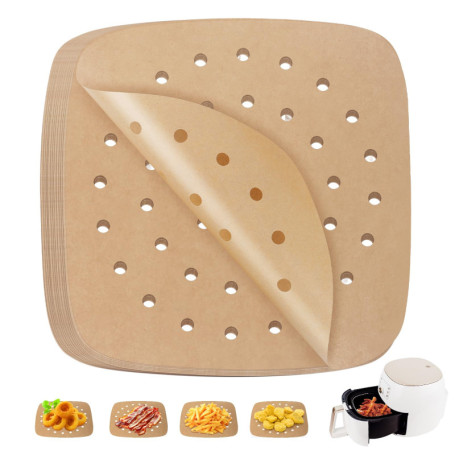 200 Papier Sulfurisé Air Fryer，Perforé Papier Cuisson Air Fryer，Jetable Antiadhésive Sans Huile Papier Parchemin Accessoires pou