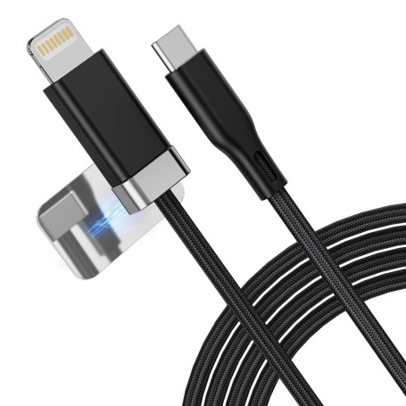Magtame StayCable Câble USB C vers Lightning avec support de câble magnétique 1 m Charge rapide, tressé et synchronisation des d