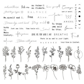 DIVAWOO Réaliste Tatouages temporaires - 60 Feuilles Faux, 40 Pcs Citations Inspirantes, 20 Pcs Fleur Sauvage Floral Bouquet Aut