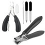 5 Pièces Coupe Ongle Set avec Lime à Ongles, Pince à Peaux Mortes et Cure-ongles pour Ongles Épais,Robuste Coupe-ongles pour Fem