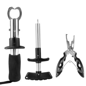 QWORK® 3 Pièces Outils de Pêche, Pinces de Pêche Acier Inoxydable, Extracteur d'hameçons avec EVA Poignée, pour Pêche en Eau Dou