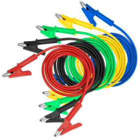 QWORK® 5 Pièces cordons de test à pince crocodile, cordons de test multimètre, 1 m, 1000V 15A pour circuits et tests de diagnost