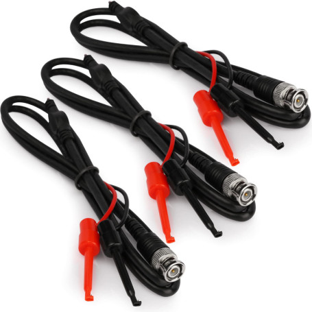 CLDIY Lot de 3 câbles de mesure BNC pour oscilloscope, testeur BNC vers mini rabber
