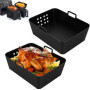 NAROSEBE 2 Pcs Moule Silicone Air Fryer sans BPA, Panier Silicone Air Fryer Rectangulaire, Moule pour Friteuse à Air 19*14*7cm, 