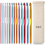 H&S Set Crochet Tricot - 14pcs - Kit Crochets en Aluminium avec Poignée à Prise Ferme - Aiguilles Livrée avec Pochette - Aiguill