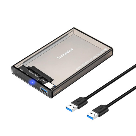 Tccmebius Externe Boîtier de Disque Dur Adaptateur USB 3.0 vers SATA pour 2.5 Pouces 9.5mm 7mm SATA HDD SSD Jusqu'à 6TB, Install