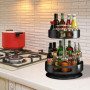 PEAKGEAR Lazy Susan Organiseur de placard rotatif à 2 niveaux, étagère à épices rotative pour l'intérieur, étagère à épices rota