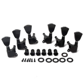 Alnicov Guitar Locking Tuners 3L3R Keystone Knobs avec cordon de verrouillage scellé pour guitare électrique ou acoustique noir