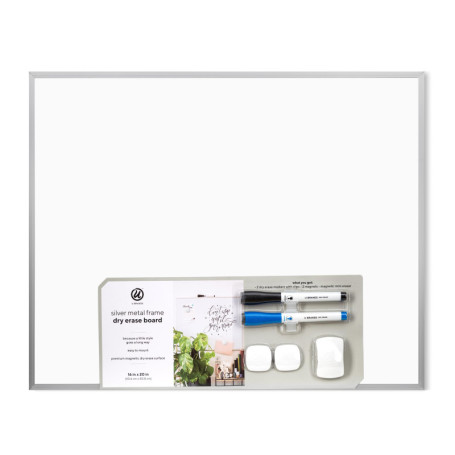 U Brands Tableau effaçable à sec magnétique Value Pack, 40,6 x 50,8 cm, cadre aluminium argenté