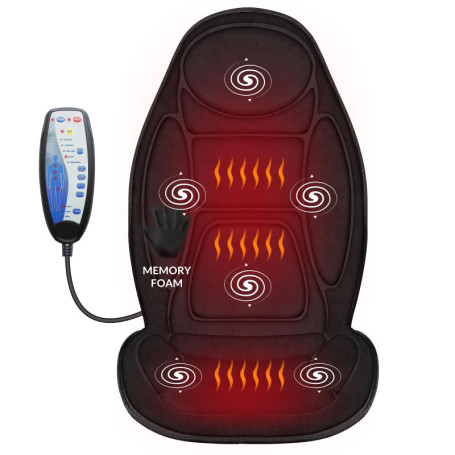 SNAILAX Siège de Massage Chauffant en Mousse à Mémoire - Coussin de Siège Massant pour Dos, 5 Modes de Massage et 2 Réglages de 