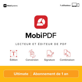 MobiPDF Ultimate | Lecteur et éditeur complet de PDF | Création, conversion, fusion, remplissage de PDF avec signature | Licence