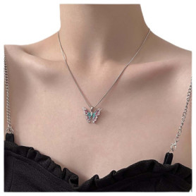 Inilbran Collier Ras Du Cou Papillon Arc-en-ciel Collier Pendentif Papillon Coloré Collier Papillon Vintage 3d Collier Ras Du Co