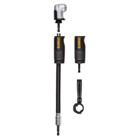 DEWALT Adaptateur de perceuse à angle droit, FlexTorq, système 4 en 1, compact, tige flexible droite, 30,5 cm (DWAMRASETFT)