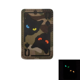 Patchs Velcro réfléchissants - Noir - Chat amusant - Patch brodé - Applications pour vêtements, sacs, sac à dos, uniforme - Gile