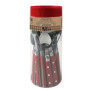 PRADEL ESSENTIEL - Ménagère 24 couverts de table pour 6 personnes - Bistro-Club - Acier inoxydable 18/0, Finition Standard - Rou